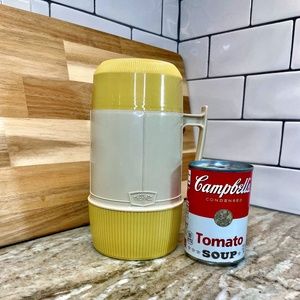 King Seeley Wide Mouth Thermos 1 Pint #6202 Harvest Gold & Beige - Vintage